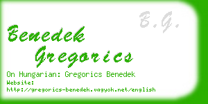benedek gregorics business card